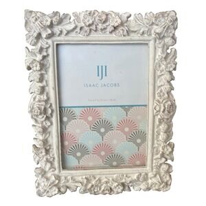 Isaac Jacobs 5x7 Picture Frame Floral Distressed White‎ Shabby Chic Vintage